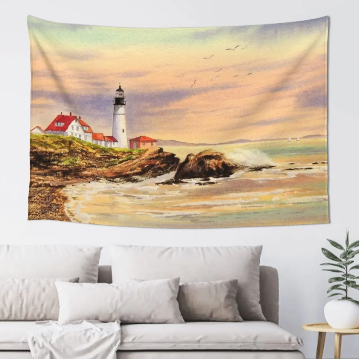 

Portland Head Lighthouse Maine Tapestry Outdoor Decoration Wall Decor Room Decore Aesthetic Home And Comfort Decor Tapestry