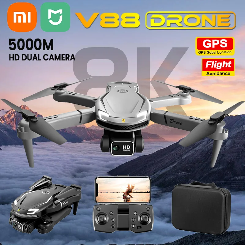 

Xiaomi Mjia V88 Drone 8K Professional Dual Camera 5G Obstacle Brushless Avoidance Photography Optical Flow Foldable RC Toy Drone