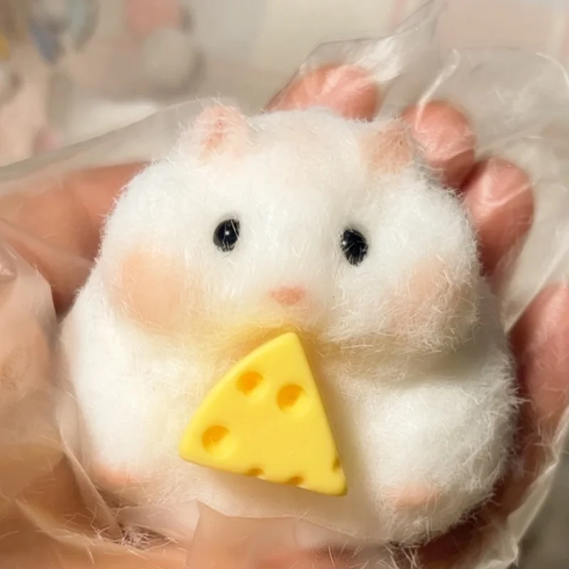 Taba Squishy Toy Mochi Toy Mushy Silicone Fuzzy Cute Hamster Handmade Squishy Toy Tabby Hamster Stress Release Hand Relax Toy