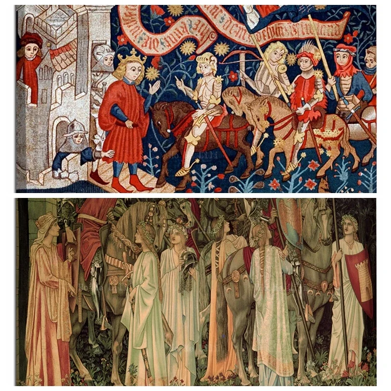Joan Of Arc llega al Castillo Chinon Meeting Dauphin Arming And output Of The Knights Canvas Wall Art By Ho Me Lili Decor