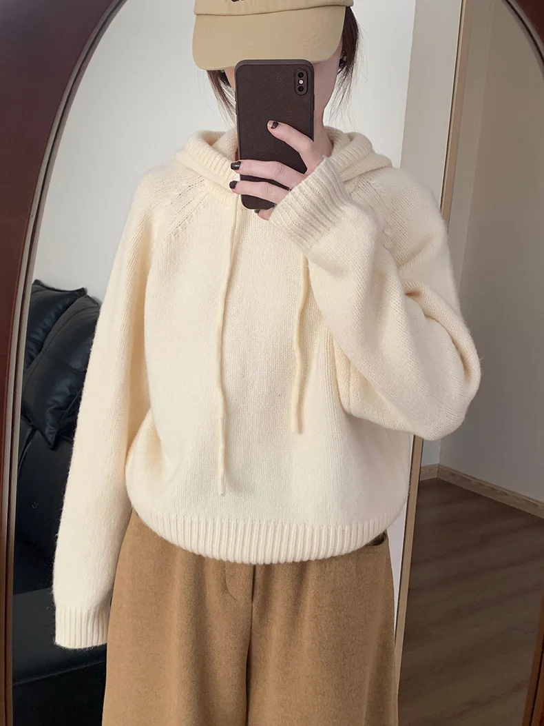 

Loose Soft Thick Tooded Neck Long Sleeve Pullover Sweater 2025 New Autumn Winter Knitting Women Casual Fashion