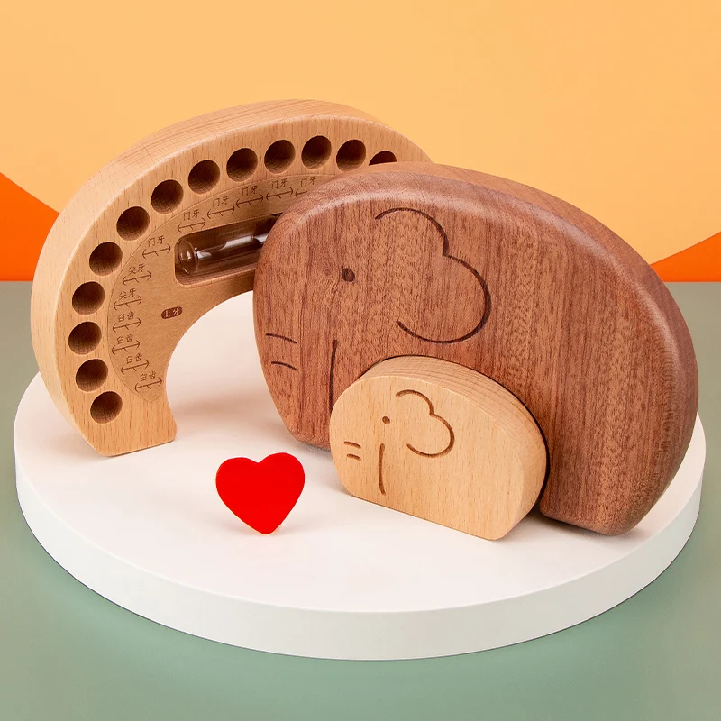 Wooden Baby Tooth Box, Keepsake Organizer for Kids Lost Teeth & Hair, Memory Storage Gift for Boys Girls