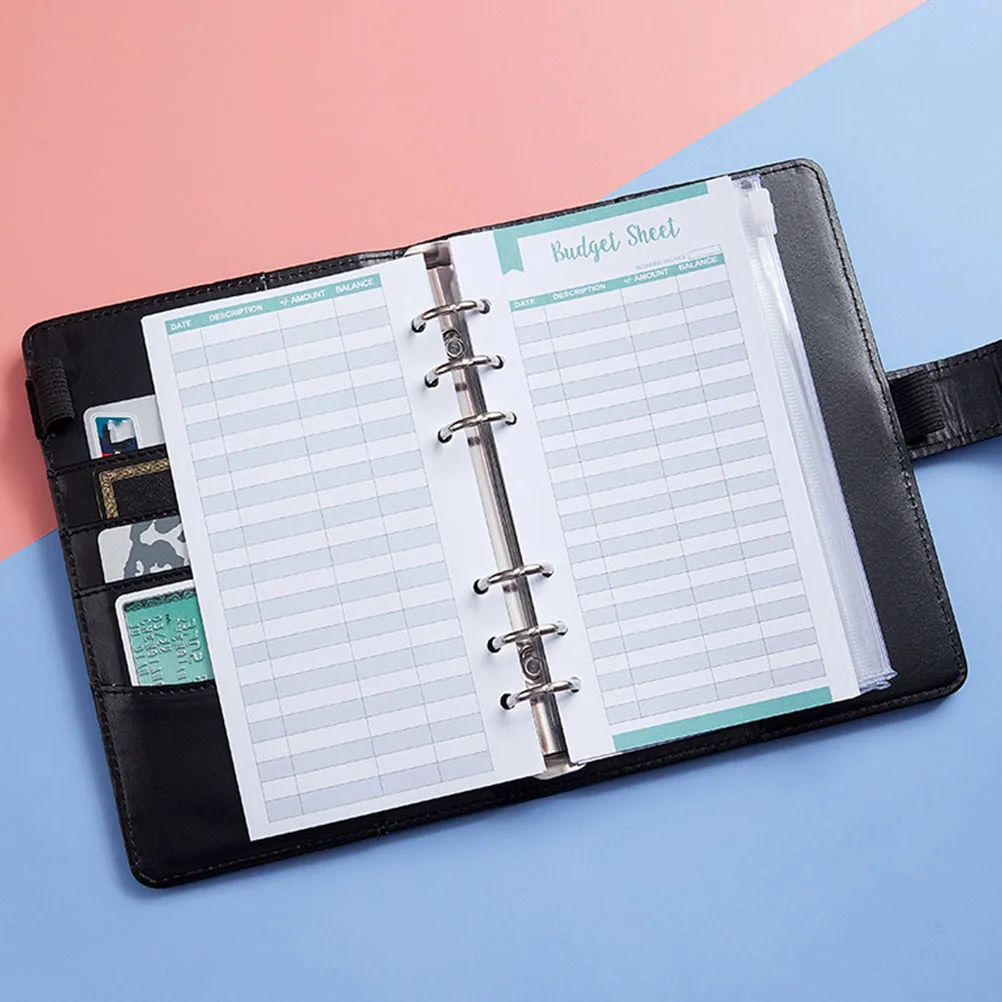 

24 Pcs Budget Card Money Holes Refillable Cash Binder for Budgeting with Six Tracking Device