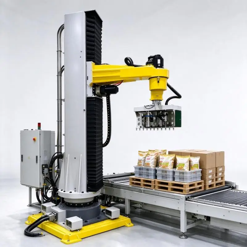 Column Palletizer Single Column Palletizing Equipment CE Certified For Food Grade Bag And Carton Pallet Stacking