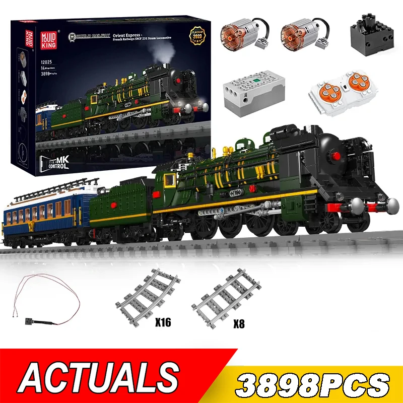 MOULD KING 12025 Technical RC Motorized French Railways SNCF 231 Steam Locomotive Train Building Blocks Bricks Toys Kids Gift