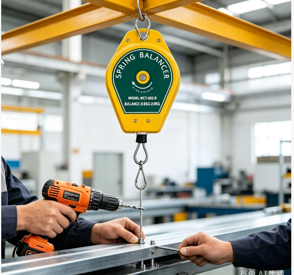 Steel Wire Rope Spring Balancer 3 to 5Kg Load Ergonomic Design Retractable Tool Holder Long-Lasting Coil Space-Saving