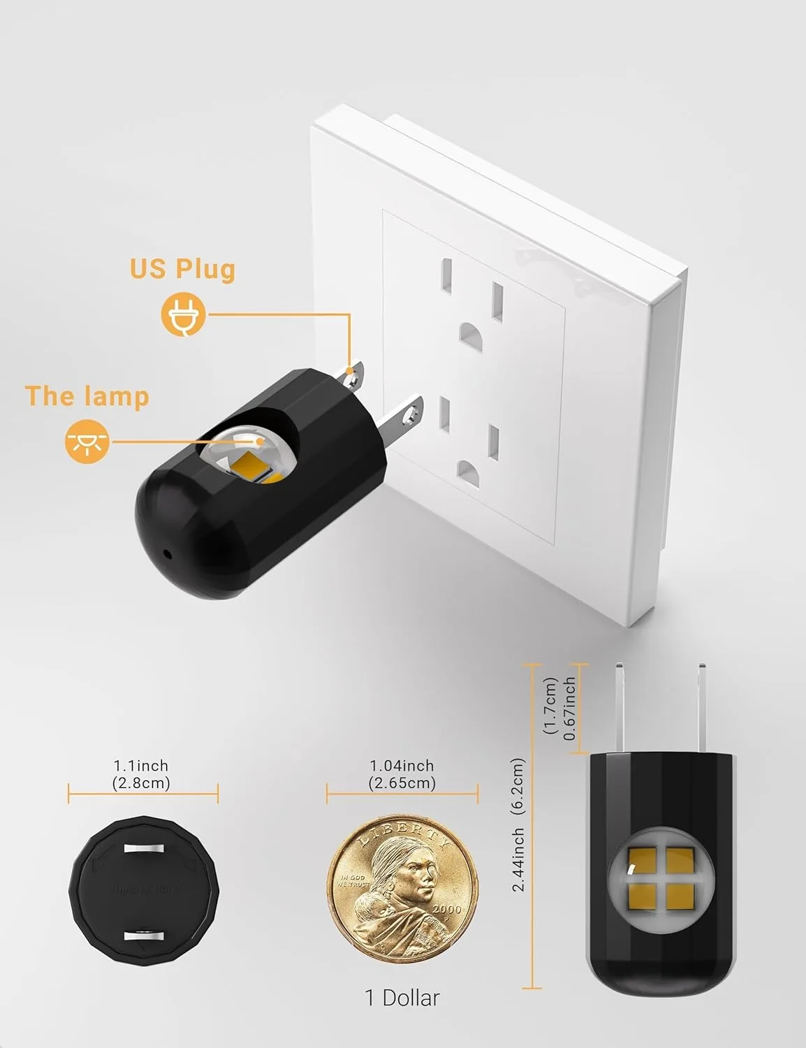 Mini LED Night Light EU/US Plug-In 220v Wall Socket Lamp With Twilight Sensor Energy Saving For Kids Room Bedroo WC Night Lights