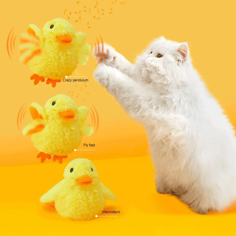 Flapping Duck Cat Toys Interactive Electric Bird Toys Washable Cat Plush Toys with Vibration Sensor Cats Game Toys Kitten