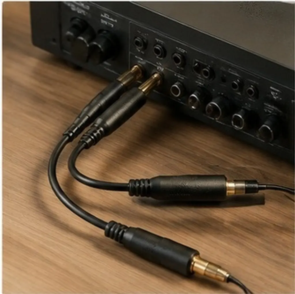 6.35mm Y Splitter Cable 20Cm Dual Female to Male Audio Splitter for Headphones Speakers Keyboard Mixer Gold Plated Copper Core