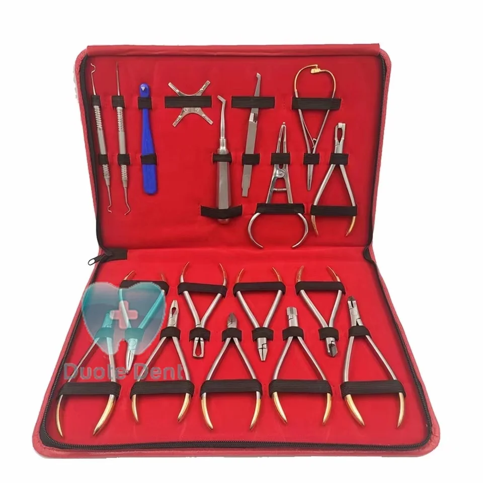 18 PCS Basic Orthodontics  Instruments Set Orthodontic Pliers Forming Pliers Stainless Steel Extractable Bracket