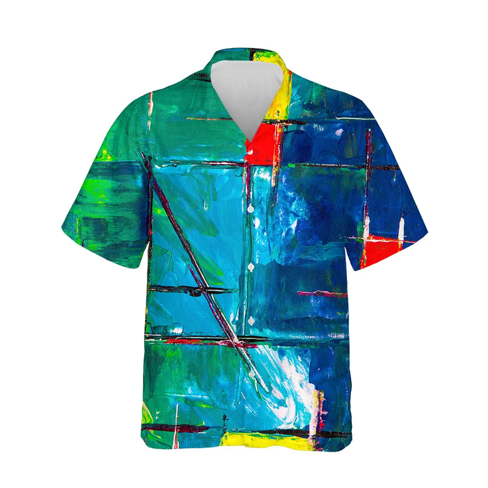 

Jumeast New Summer Hawaiian 3D Aesthetic Abstract Men's Short Sleeve Shirt Clothing Loose Casual Blouse Streetwear Man Clothes