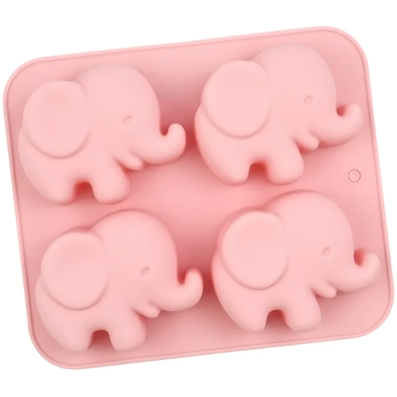 Wholesale 4-piece Elephant Silicone Cake Mold, Handmade Pudding Mould, Cartoon Diy Plaster Molds 705