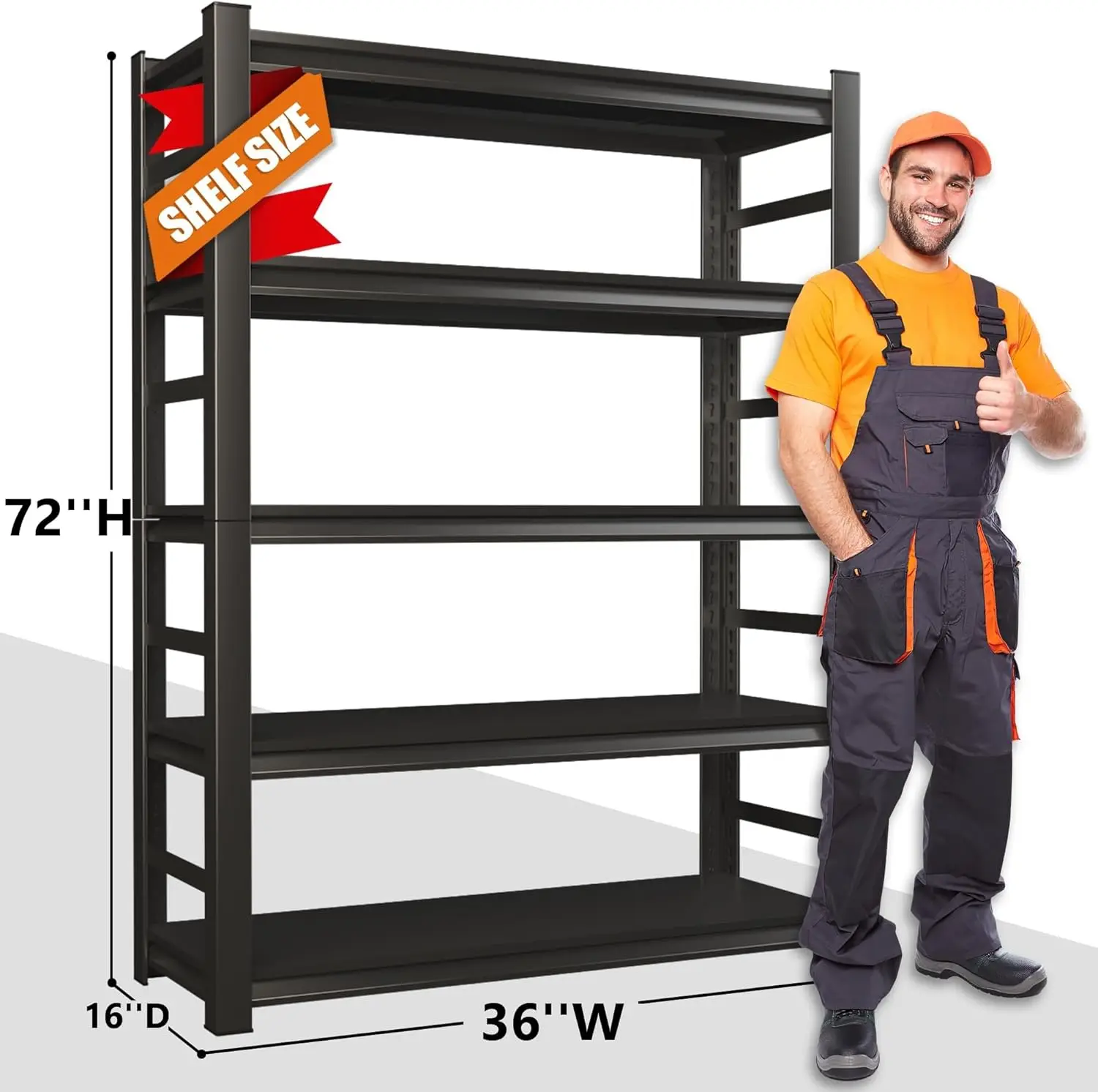 وحدة فولاذية لرف المرآب عالي التحمل مكونة من 5 طبقات بسعة 3000 رطل | المرآب وتخزين الطابق السفلي | رفوف معدنية صناعية للمستودعات #3