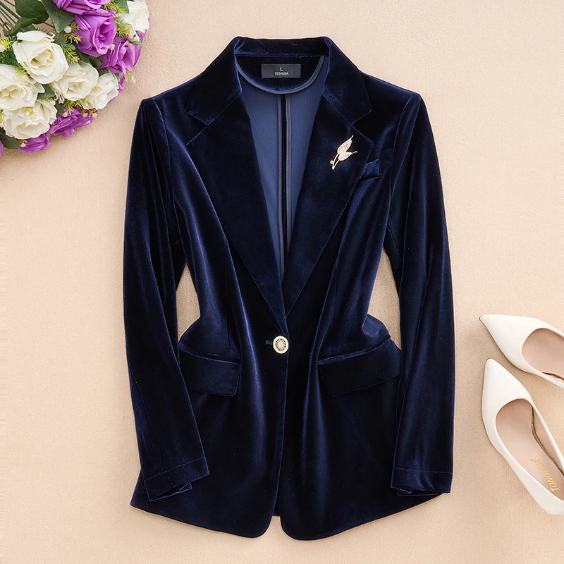 النبيذ الأحمر اللون الذهب المخملية البدلة Jaet المرأة خريف 2025 جديد الراقية التخسيس المهنية الأعلى العصرية تخفيف Sle