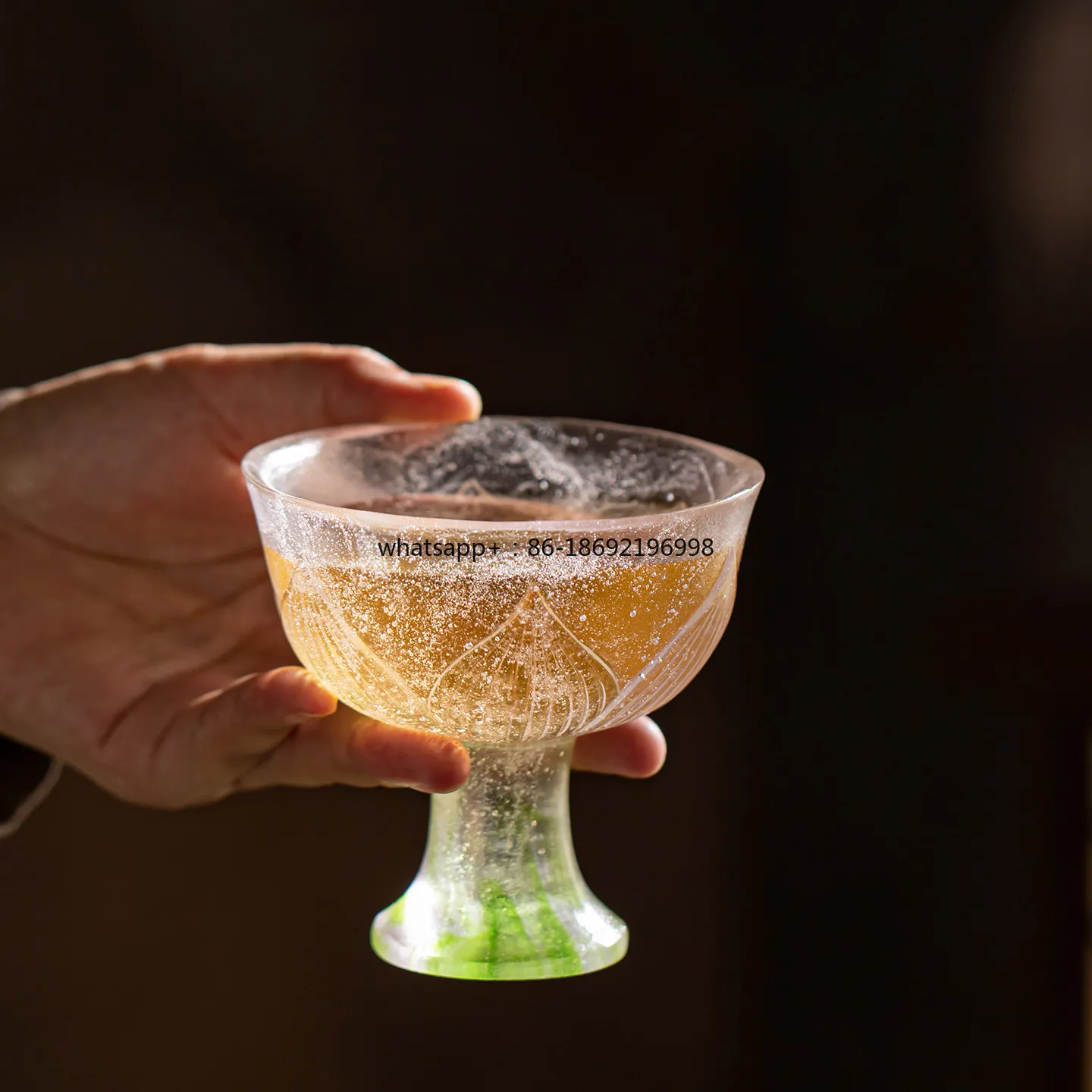Handmade Glazed Goblet Teacup Lotus Texture High-end Quality Single Cup Women's Single Cup Personal Cup