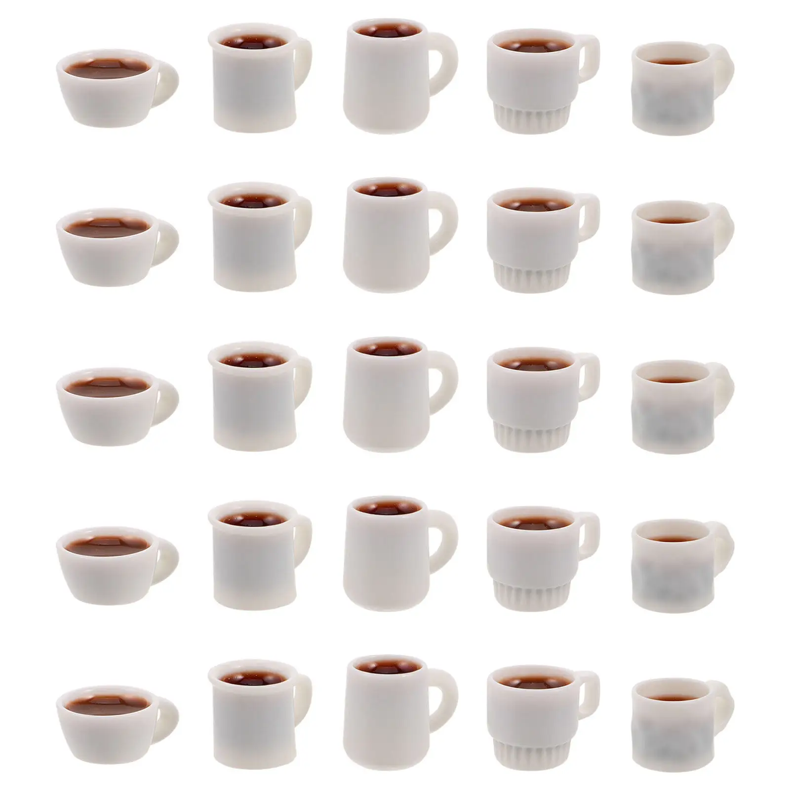 

50Pcs Mini Resin Coffee Cups Set Realistic Dollhouse Kitchen 1:12 Scale Miniature Coffee Cup Decor for Party DIY Keychain