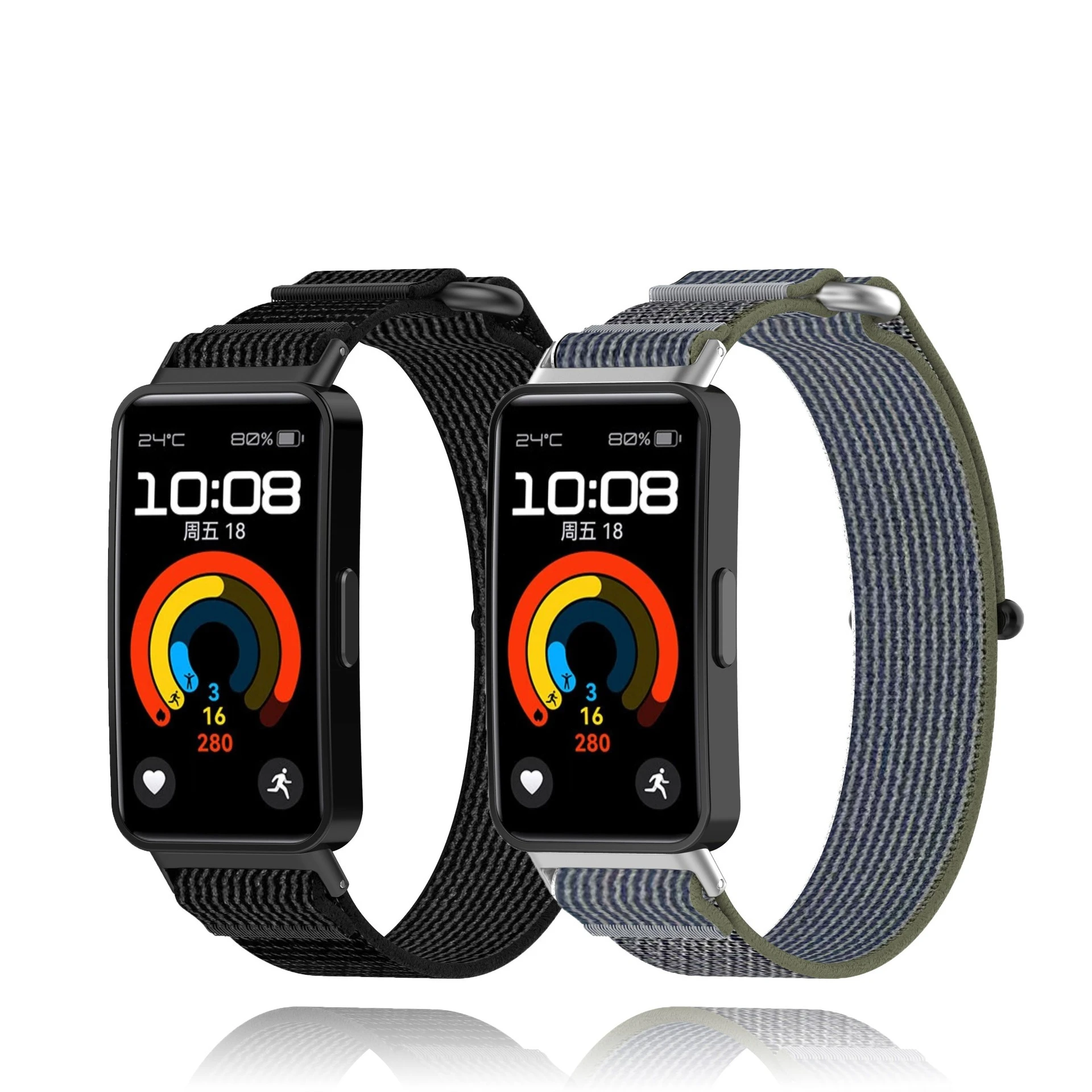 ワイルドトレイルスタイルベルクロナイロンストラップスーツ Huawei 社時計バンド 8/9/10 ナイロン織 Huawei 社ブレスレットストラップ