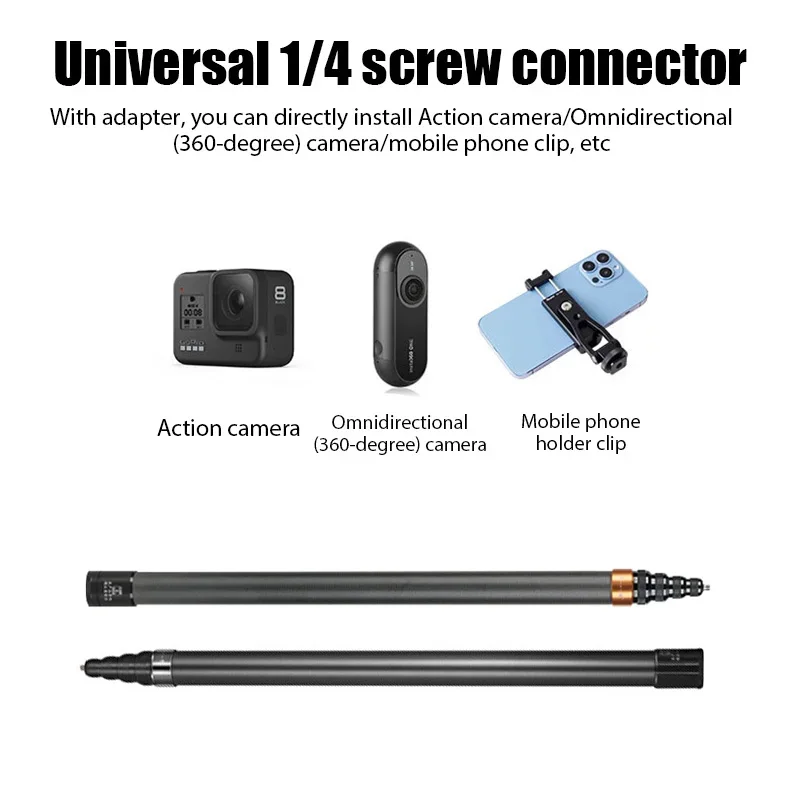 3M Carbon Fiber Telescopic Extension Pole for 360Insta X54 Gopro11/10 DJI Action5 for Microphone Recording and Interview Pole