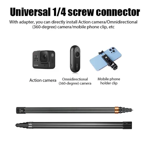 Imagen 2 del producto Poste de extensión telescópico de fibra de carbono de 3m para 360Insta X54Gopro11/10 DJI Action5 para poste de grabación y entrevista de micrófono
