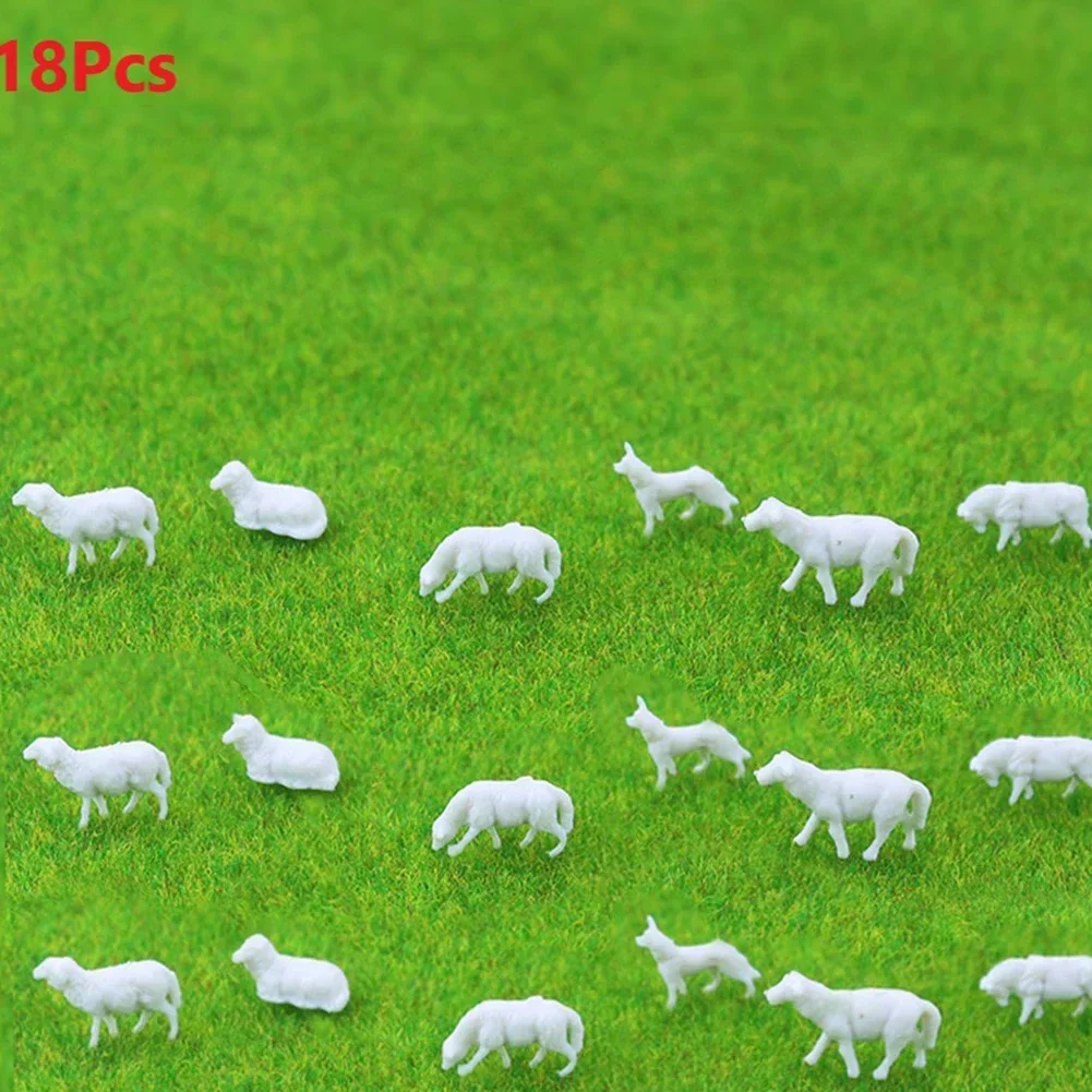 Modelo de ferrocarril 1:87 HO, modelo de animales de oveja de granja pintados, 6 estilos, animales de granja blancos sin pintar, perro Collie, oveja, 18 Uds.