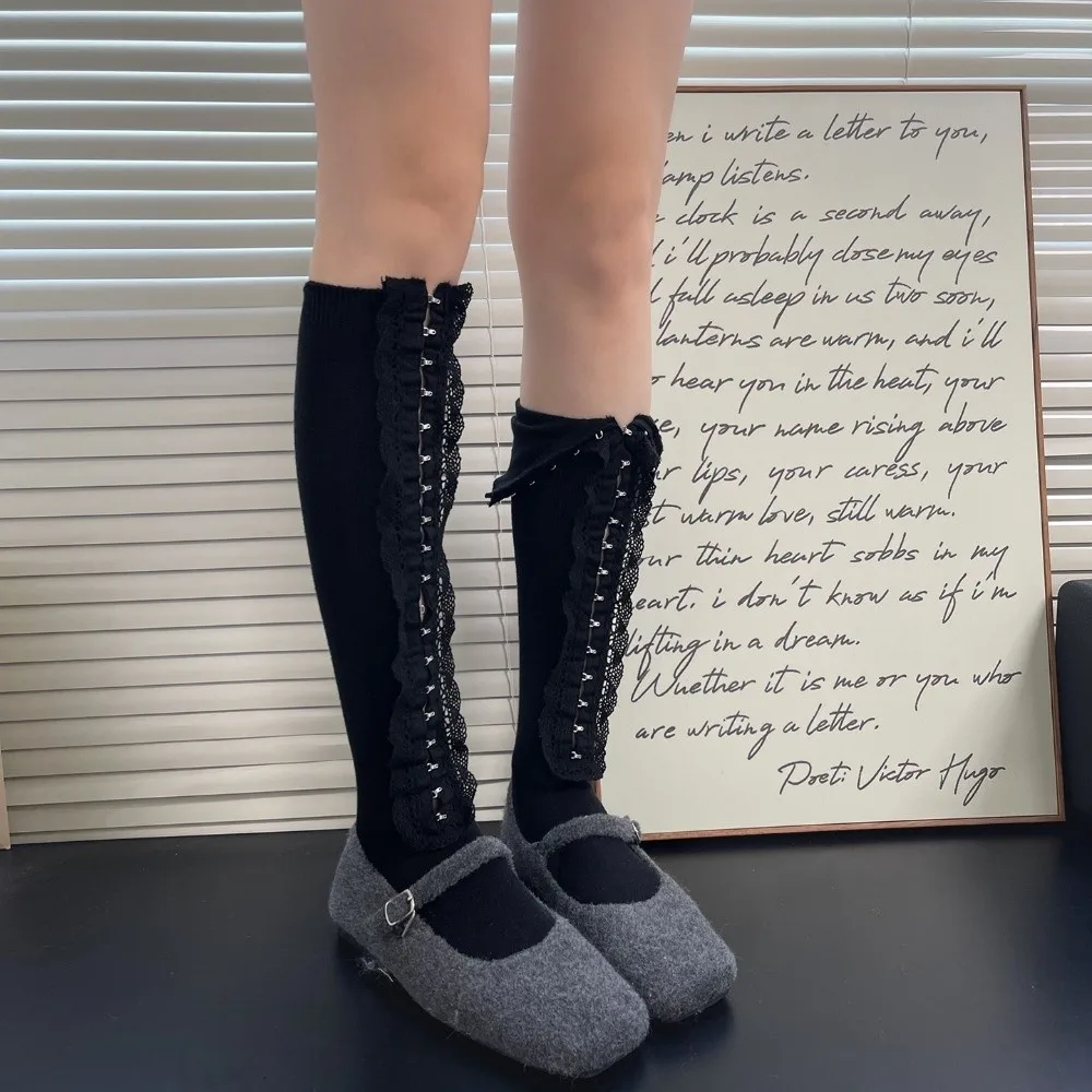 New Hollow Out Spice Girls Leg Warmers Lace Ballet Style Knee High Socks Punk Style Y2K Thigh-high Socks Girls