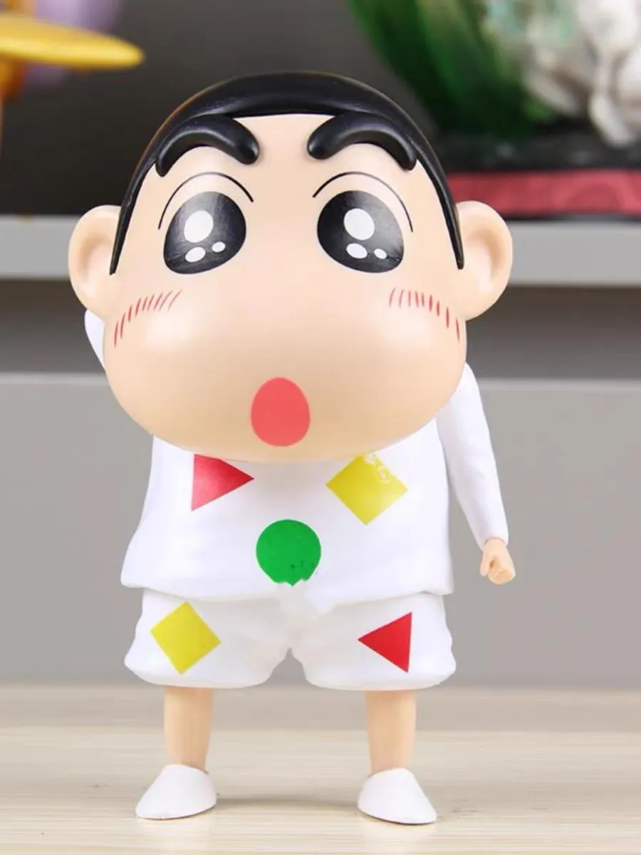 Cute Anime Kawaii Q Version Jersey Pajamas Crayon Shin-chan Desktop Decoration 15cm Action Figures Gk Model Car Ornament