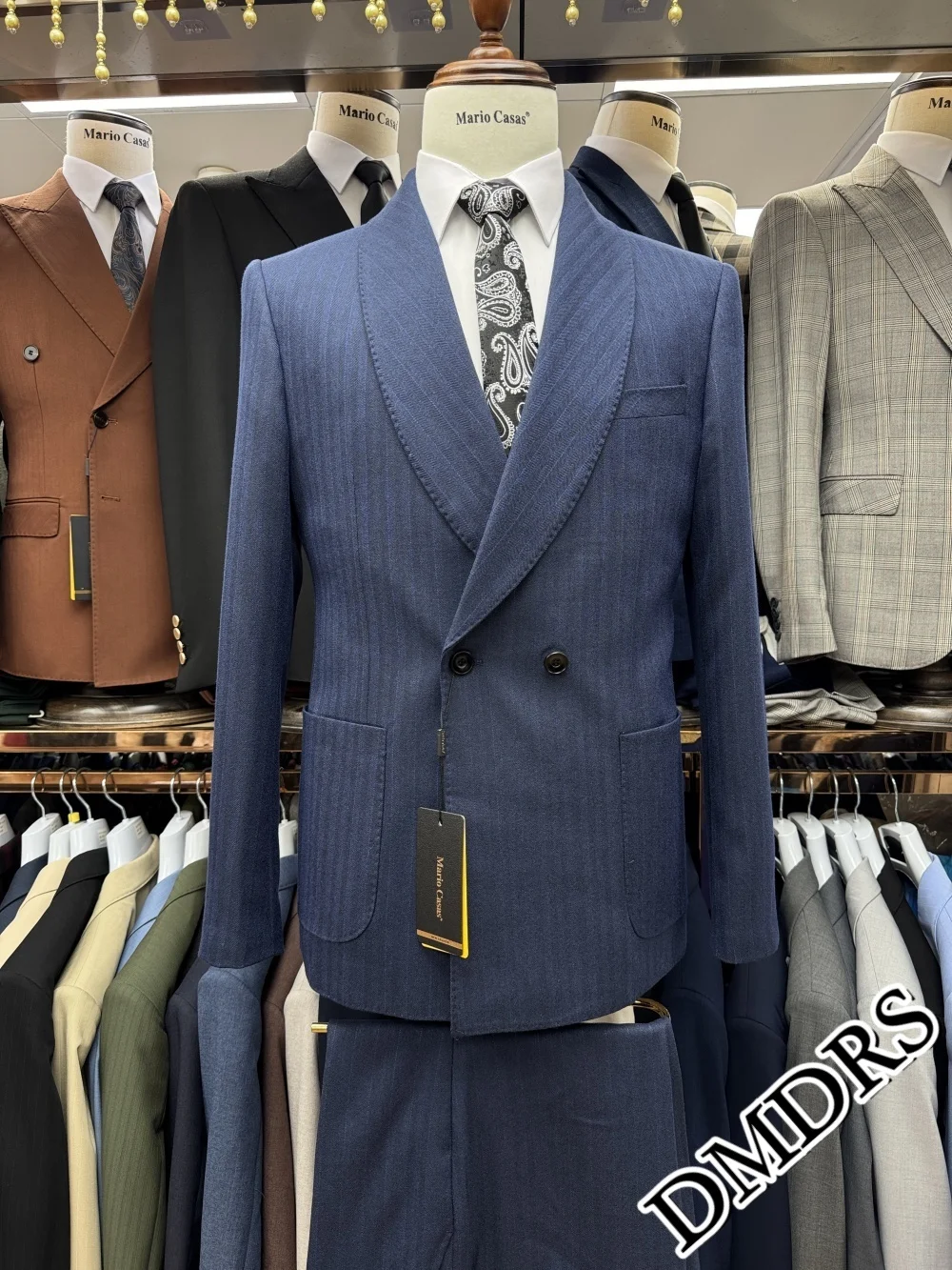 

Formal Double-Breasted Men's Suit Set For Wedding & Business Simple Striped Jacket & Pants For Groomsmen