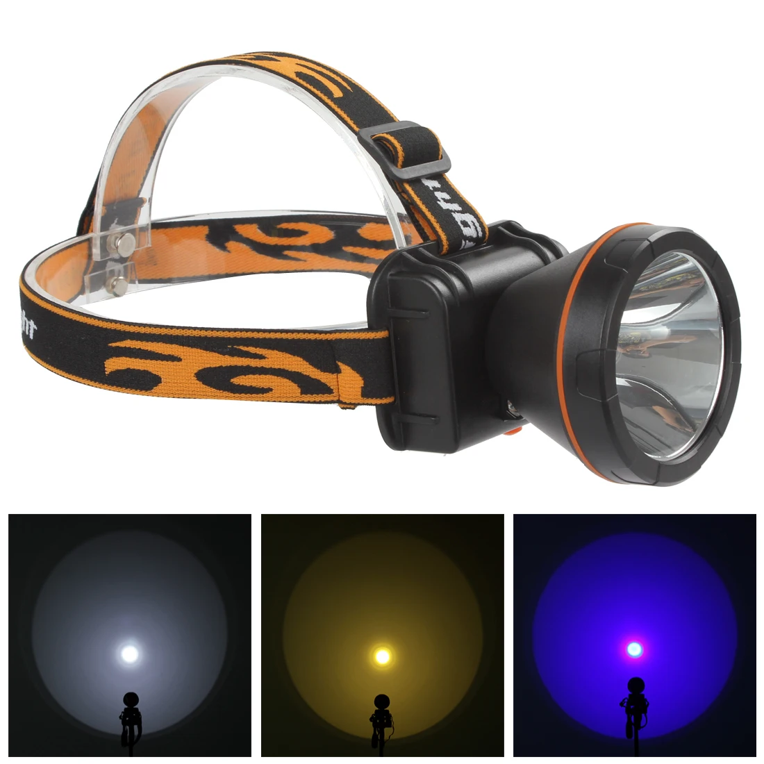 Waterproof LED Headlamp 500 Lumen 2 Modes LED Headlight Yellow Blue White Light Head Lamp for Camping Cycling Climbing