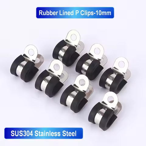 50Pcs High Quality 10mm Rubber Lined P Clips R-type For 3/8" / 9.52mm Pipe Clamp Cable Mounting Hose Pipe Clamp Hose Clamp