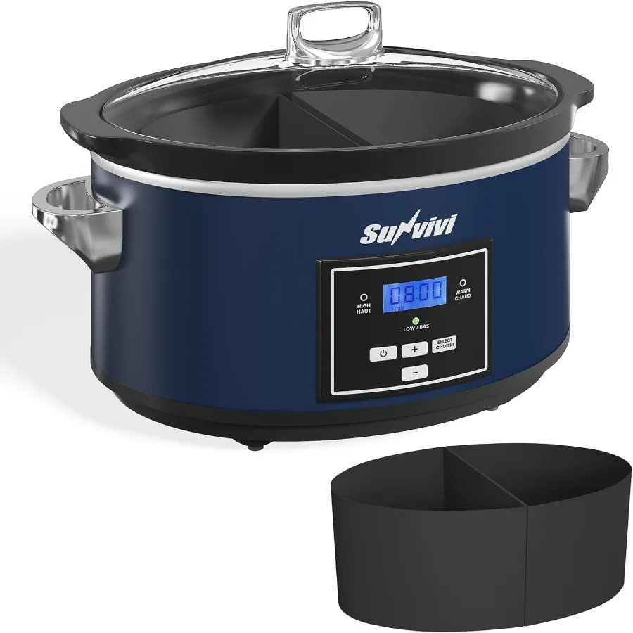 Программируемая мультиварка на 6 литров с силиконовыми вкладышами 2 в 1 для домашней кухни, подогреватель еды для мультиварки с цифровым таймером