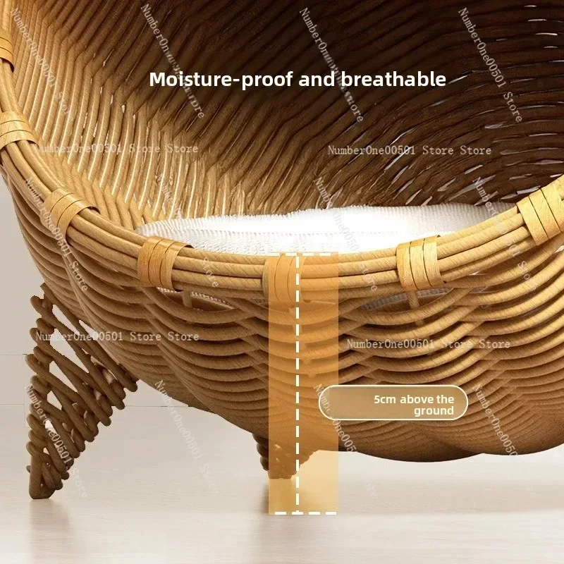 

All Season Breathable Cat Bed Hammock Bed Comfortable Sleeping Wicker Pet Bed Elevated Design Moisture Proof