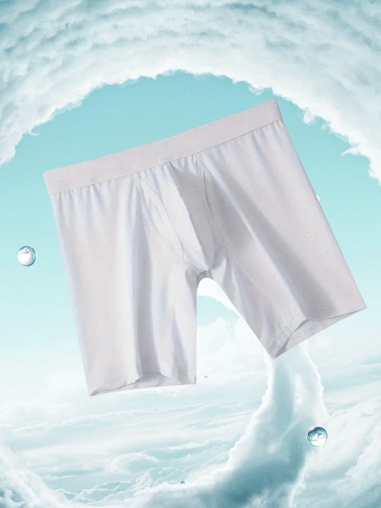 

Luxury Ice Silk Satin-like Boxers Summer Smooth Cool Solid Men's Underpants Breathable Mesh Crotch Panties Underwear
