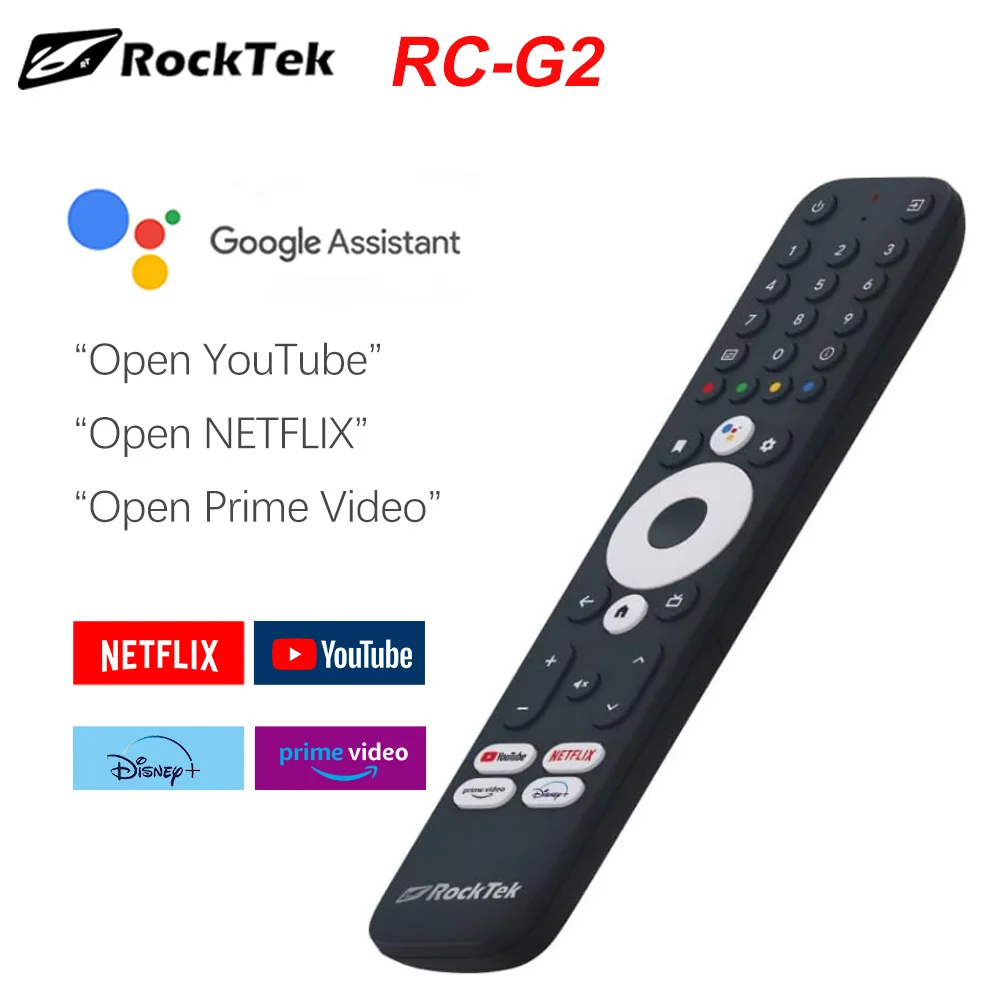 Original RockTek BT Voice Remote Replacement for RockTek G2 RTX-5000 Google Certificate  TV Box  Androidtv Box