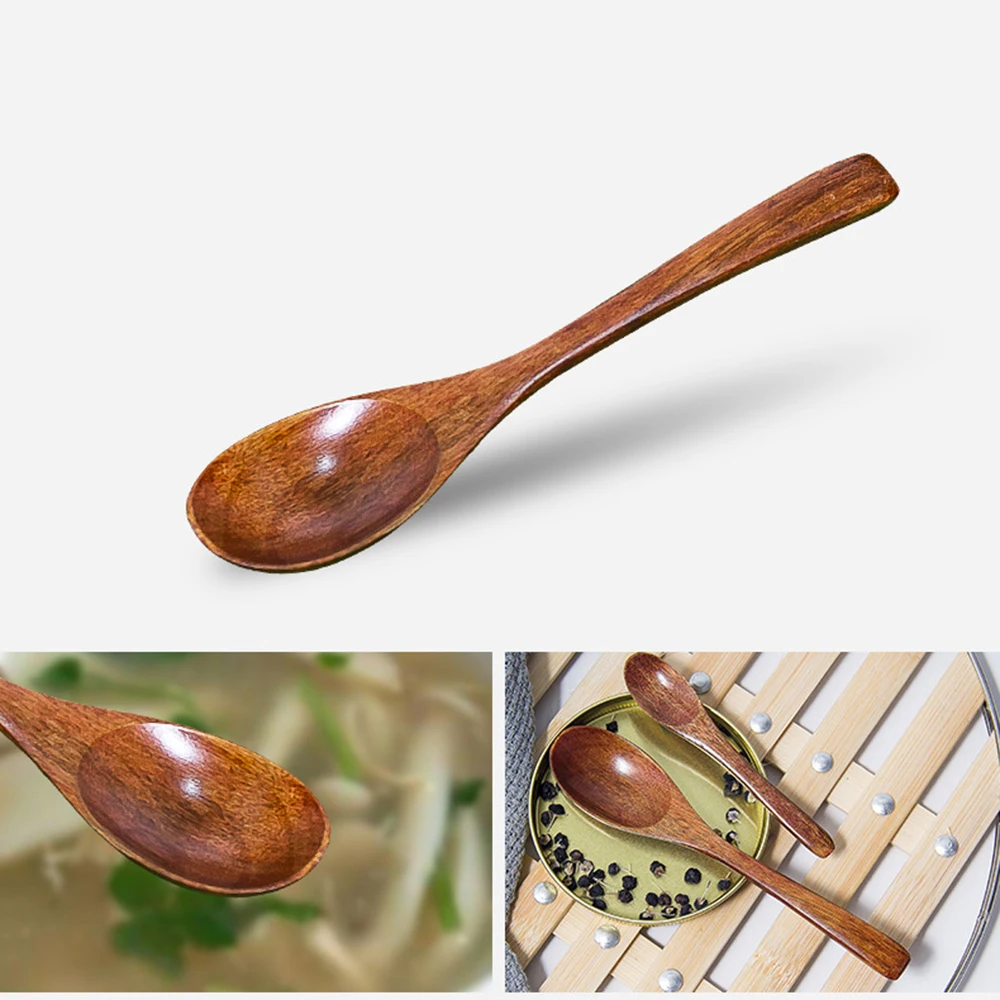 3 Sizes Wooden Spoon Bamboo Kitchen Cooking Utensil Tool Soup Teaspoon Catering Kids Spoon kitchenware for Rice Soup Accessories