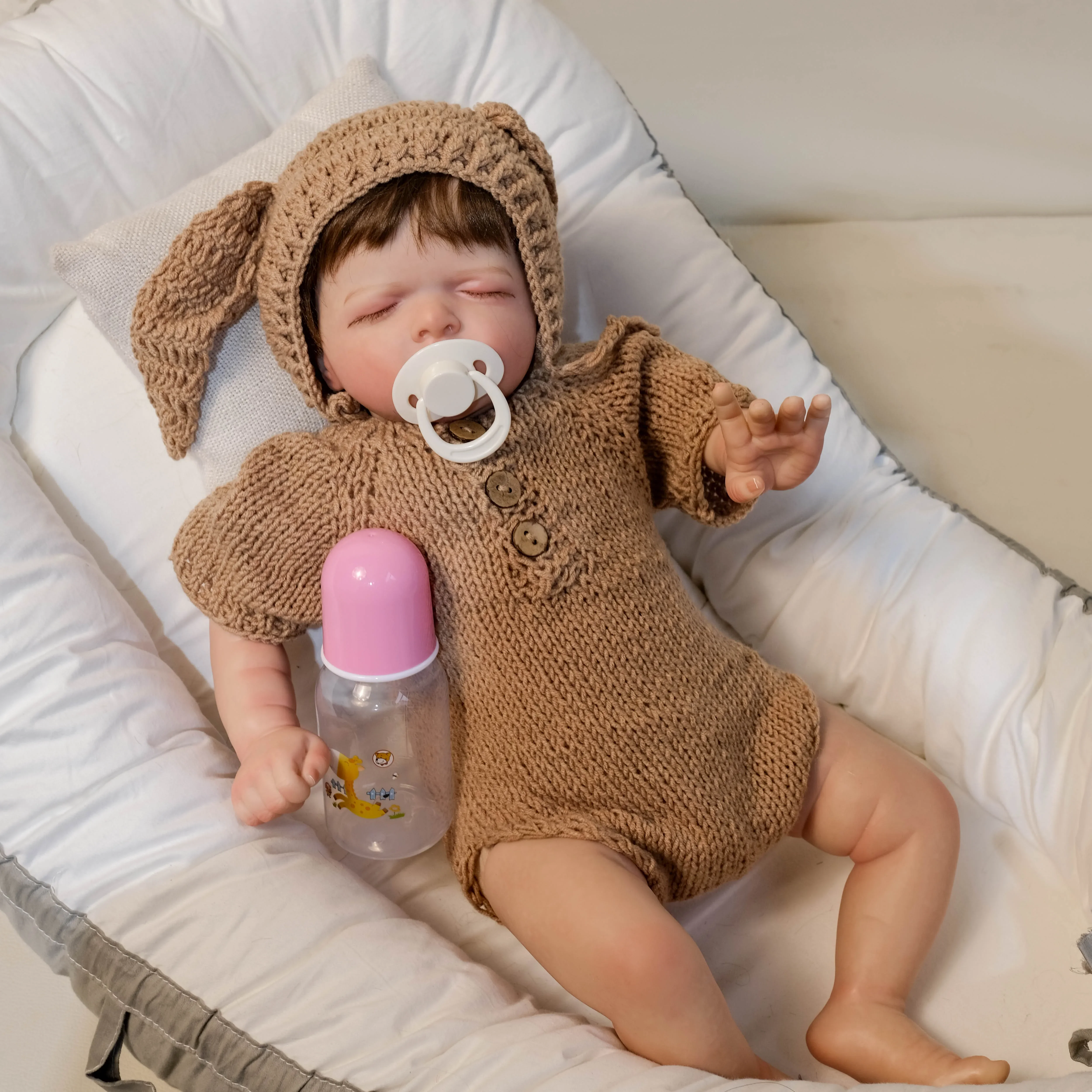 

DLS 19-дюймовая реалистичная кукла для новорожденных Reborn Asleep Louisa, мягкое тело, 3D кожа с видимыми венами, высококачественная кукла ручной работы