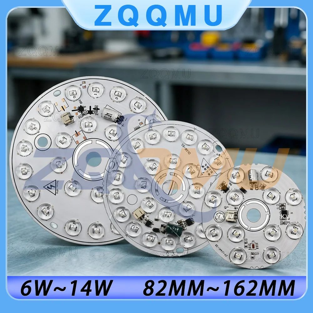 Светодиодный модуль 14W с регулировкой яркости, 220V, 3 цвета, круглый, для потолочного вентилятора, комплект 6W/12W, замена для домашней DIY-лампы/панели