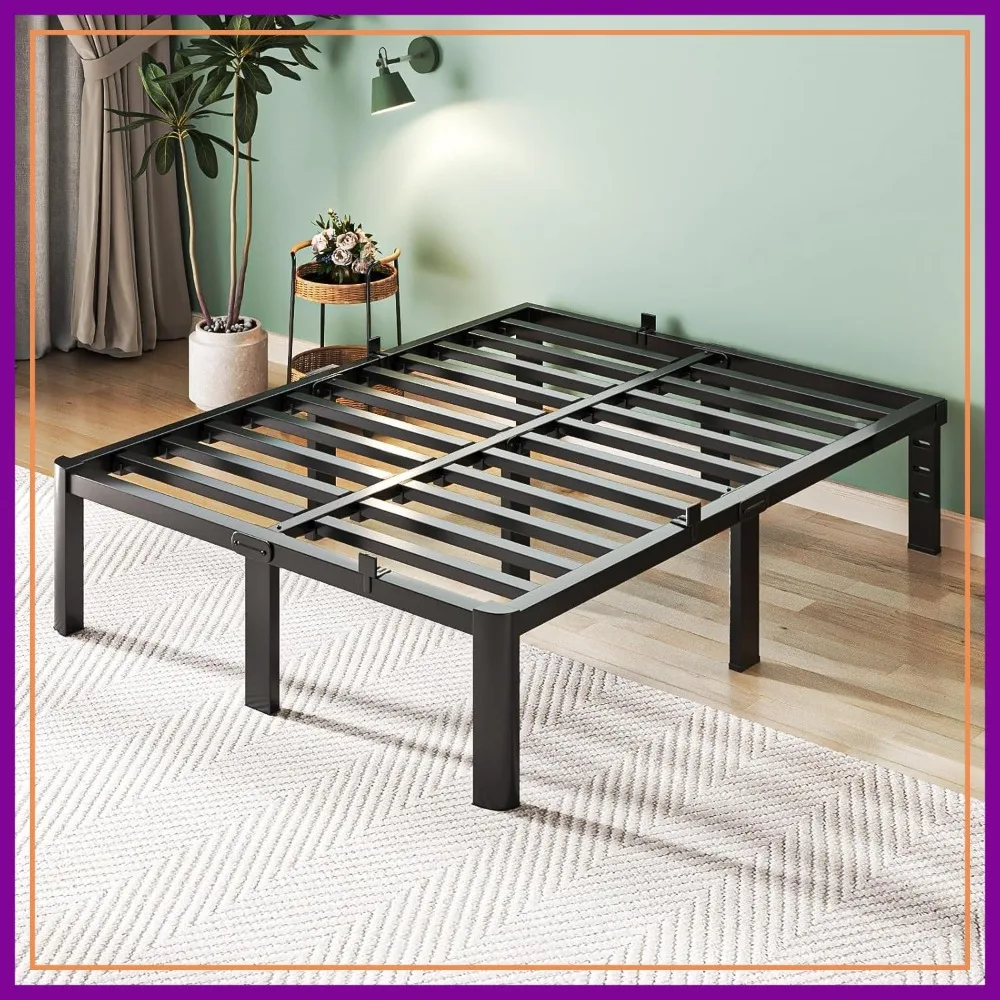 

Queen Size Bed Frame, 14 Inch Heavy Duty Metal Platform, Noise Free, No Box Spring Needed, Under Bed Storage