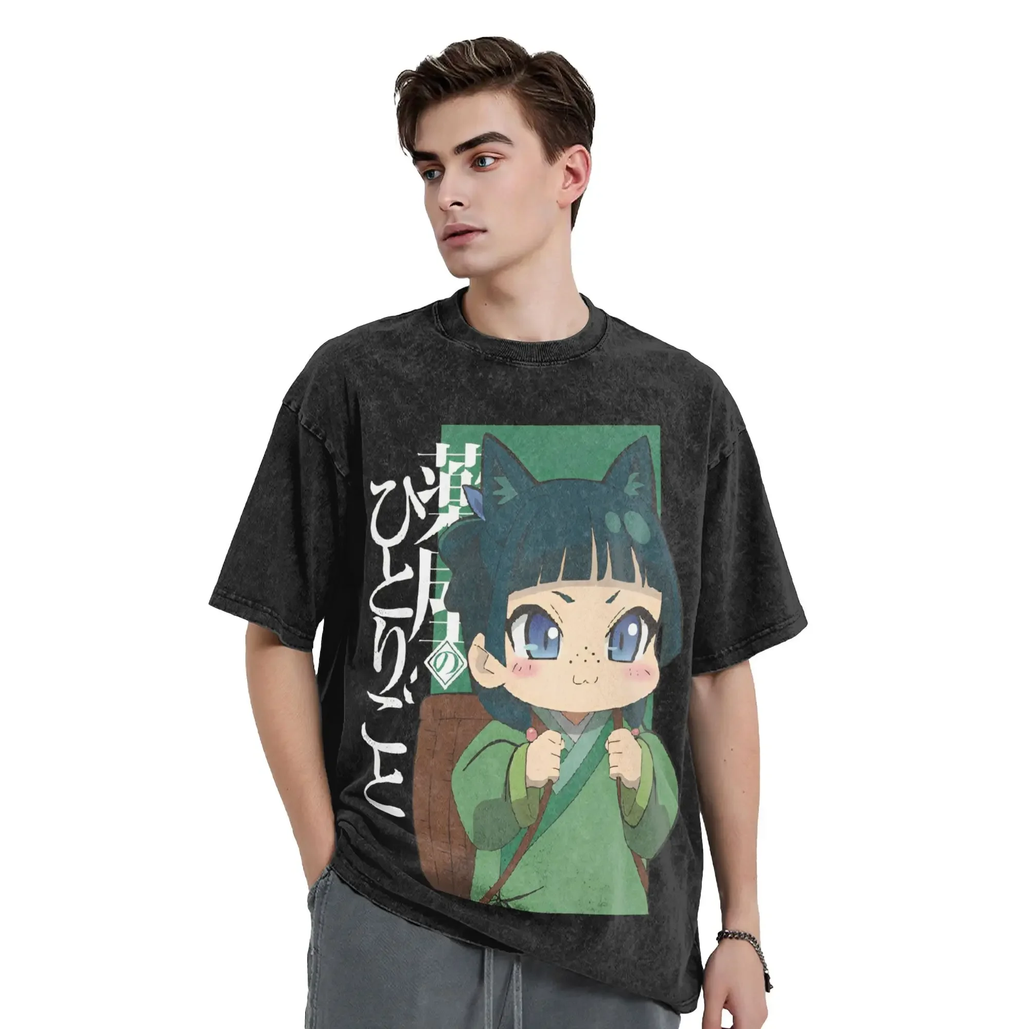 Cartoon Maomao the Apothecary Diaries T-Shirt Cute Anime Graphic T-shirts Washed Short Sleeve Tees for Men's Women Clothing