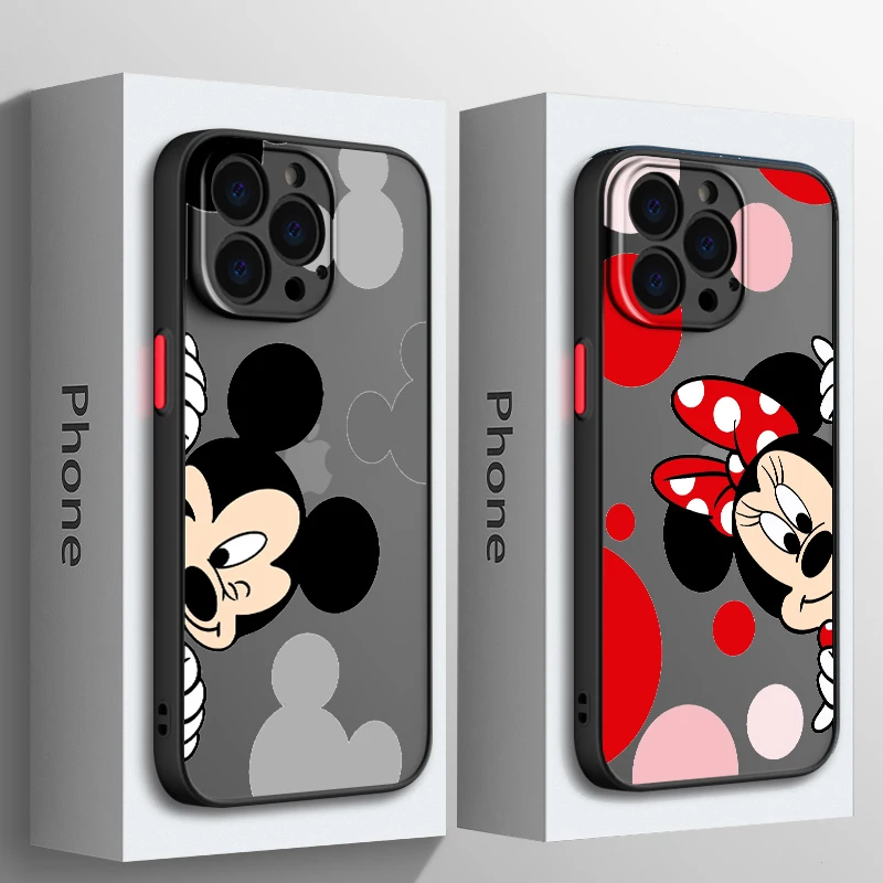 

Disney Mickey&Minnie Logo For Apple iPhone 15 14 13 12 11 Mini XS XR X Pro MAX 8 7 6 Plus SE 2020 Frosted Translucent