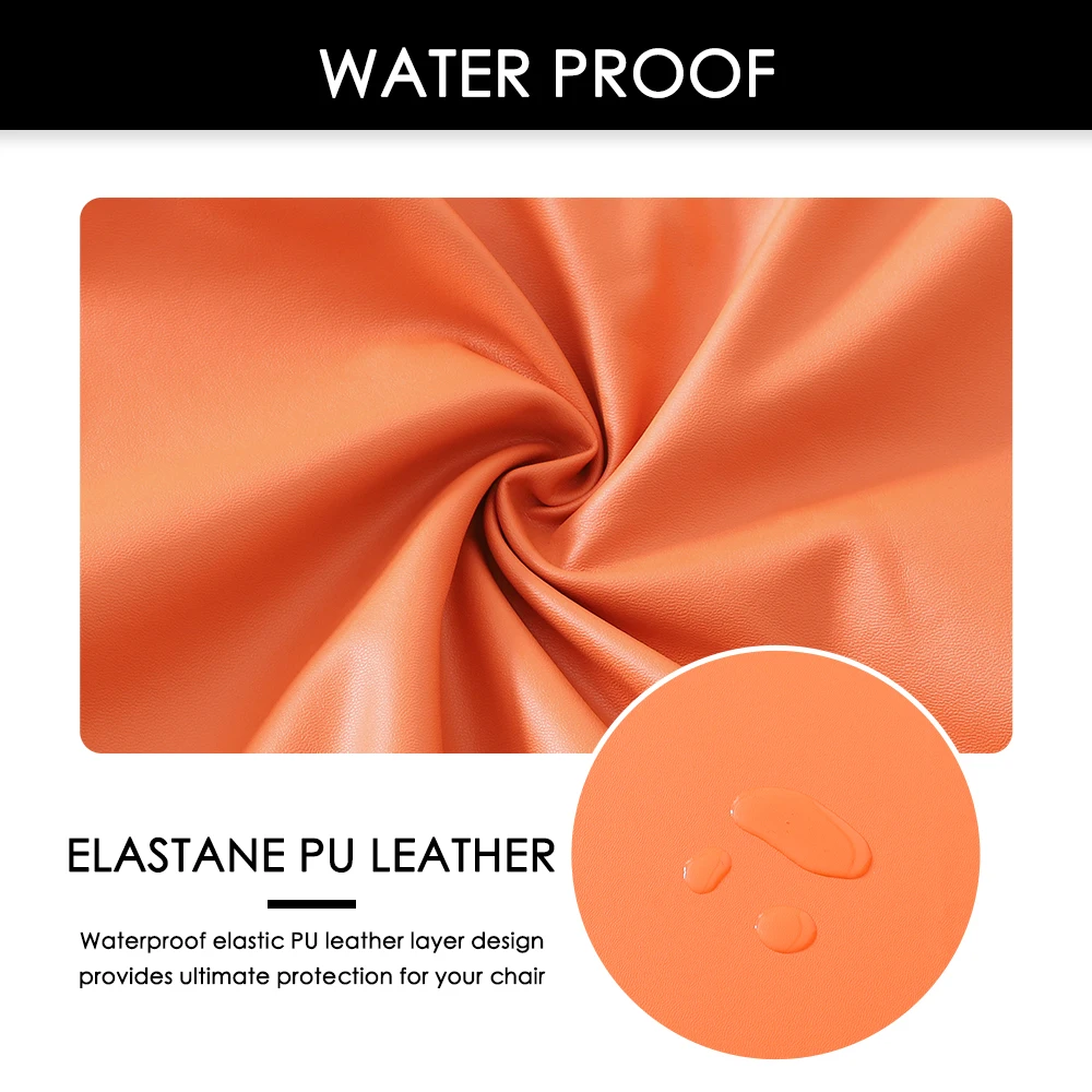 Funda redonda de cuero PU impermeable para silla giratoria, cubierta de cojín de asiento con bandas elásticas, todo incluido, taburete de Bar