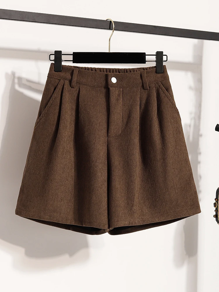 Hoge taille A-lijn corduroy wijde pijpen dames casual herfst winter outfit broek woon-werkverkeer Sle ket detail rechte pijp