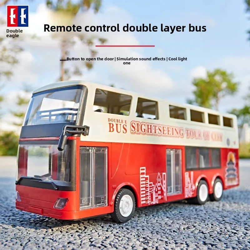 Bus de voyage Double Eagle E640 RC 1/18, voiture de course à grande vitesse, modèle de Bus à deux étages, son et lumière, Bus touristique, jouets pour enfants garçons