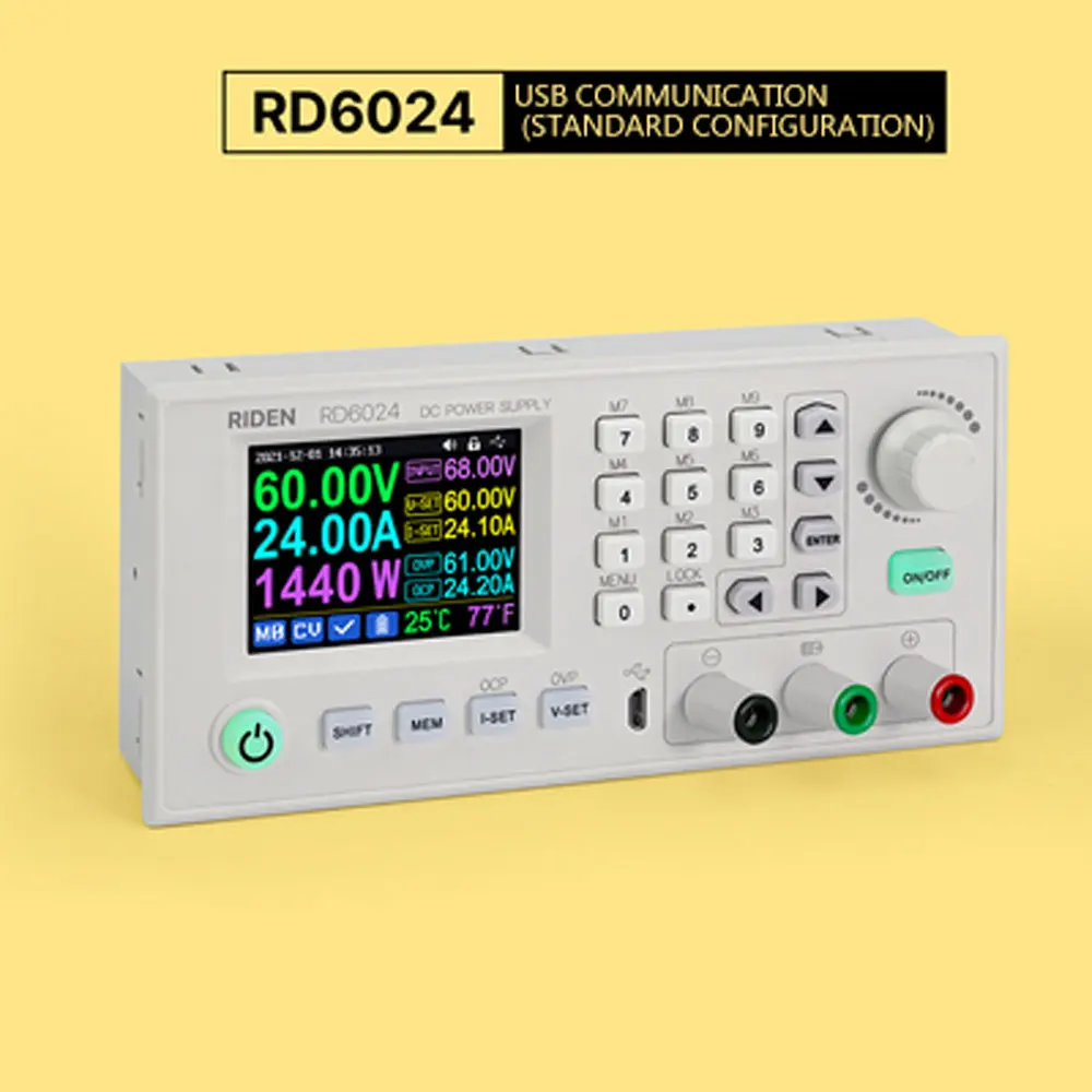 محول طاقة سطح المكتب القابل للتعديل ، شاشة ملونة بوصة ، USB ، واي فاي ، DC ، RD6024 ، RD6024W ، 5V ، 12V ، 48V ، 60V ، 24A