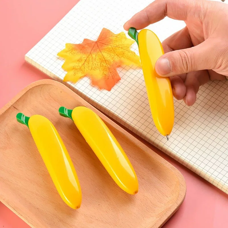 Creative Banana Shaped Retractable Ballpoint Pen Bullet Tip Signature Pen Plastic Writing Pen For Office Stationery