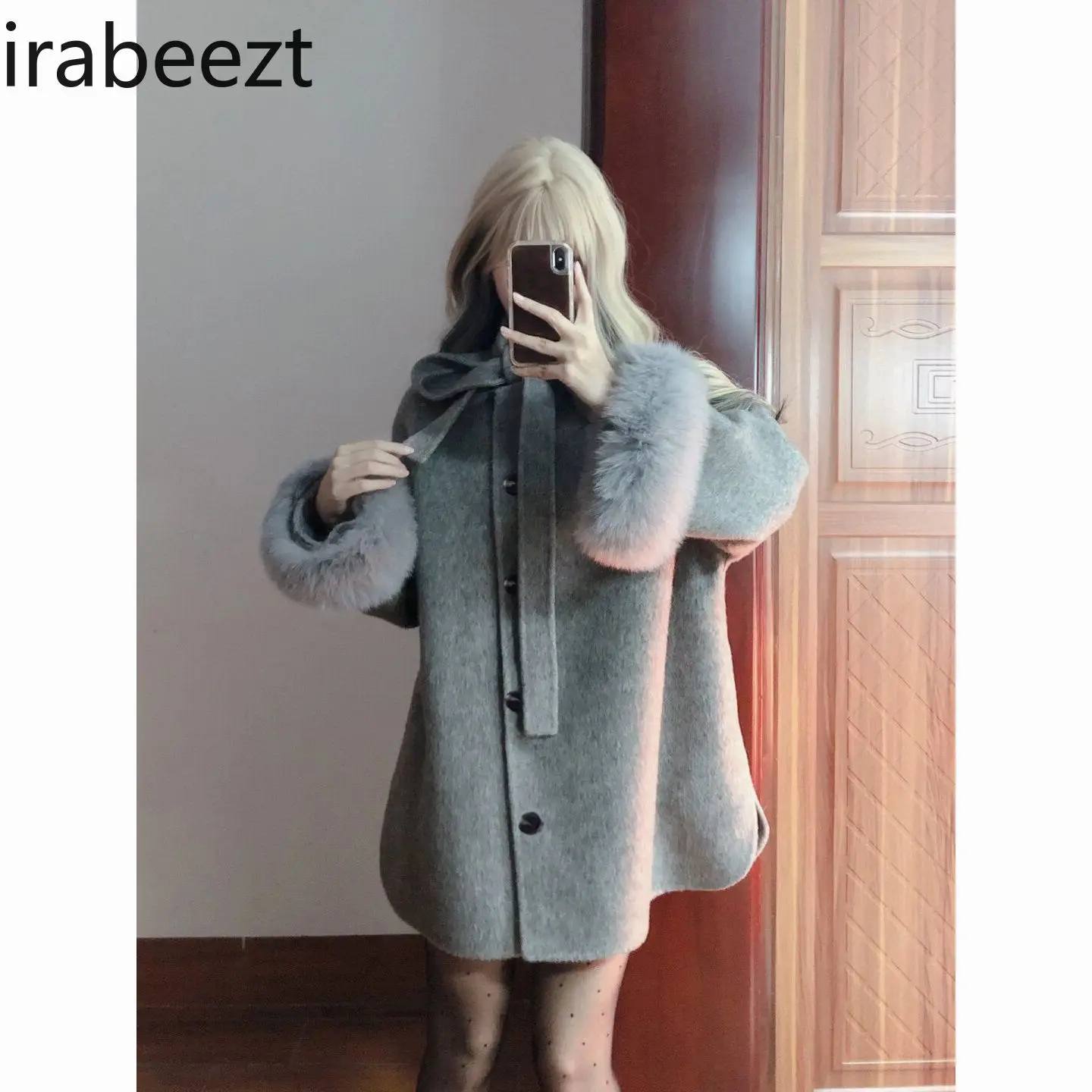 Fashion Cuff Woolen Tops Women's New Autumn and Winter Temperament Design Sense Loose Fit Thin Woolen Cloak Coat Tweed Jacket