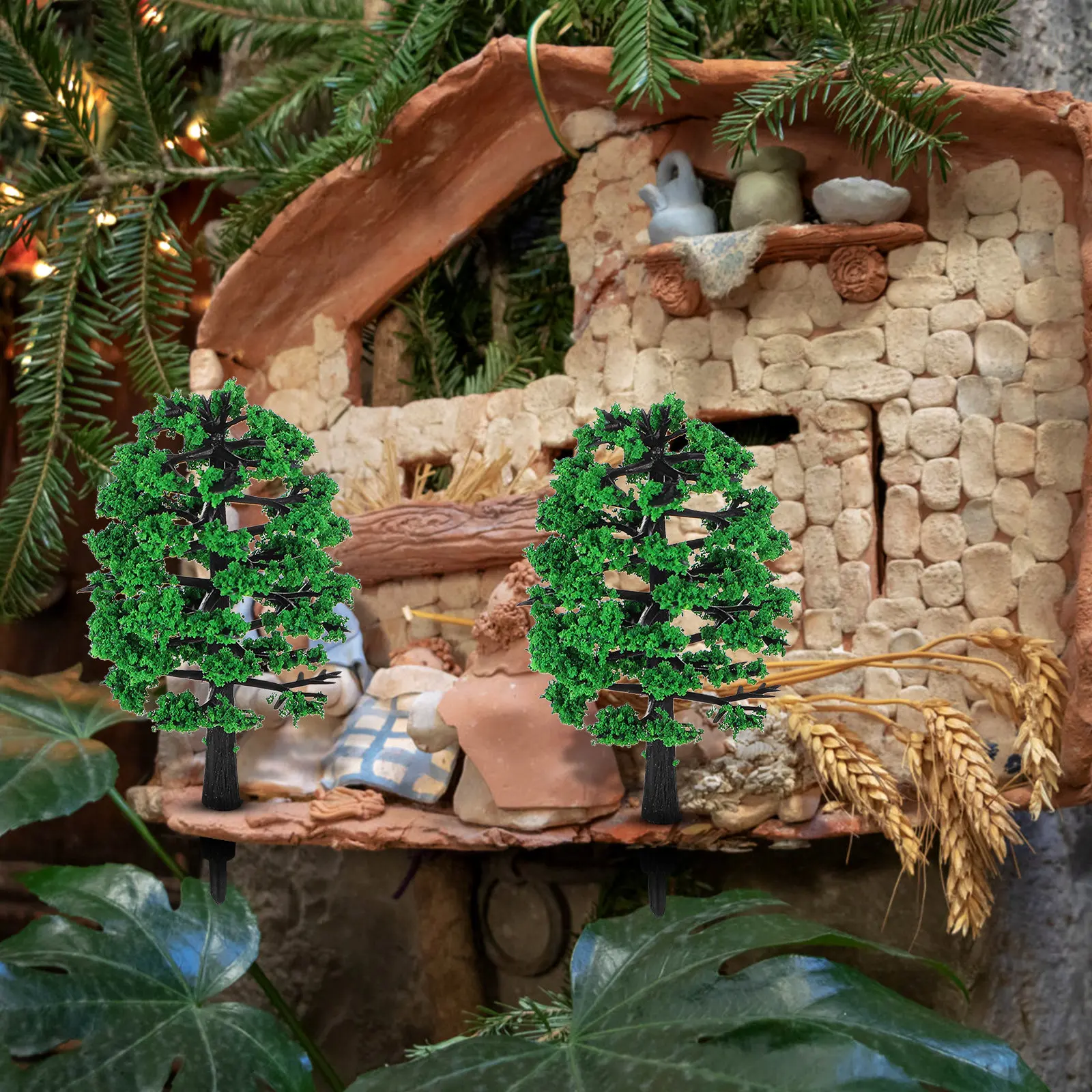 10Pcs Miniature Sand Table Trees High Realism Plastic Mini Trees for Crafts Architectural Landscape Scenery Office Desk Decor