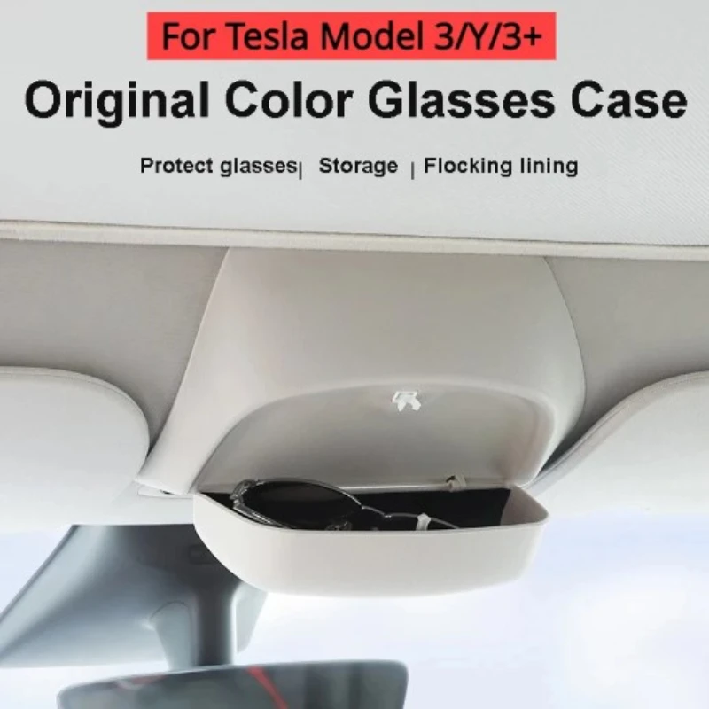 Car Glasses Box for Tesla Model 3/Y Original Design Sunglasses Sun Visor Clip Card Storage Modification Accessories 2021-2024