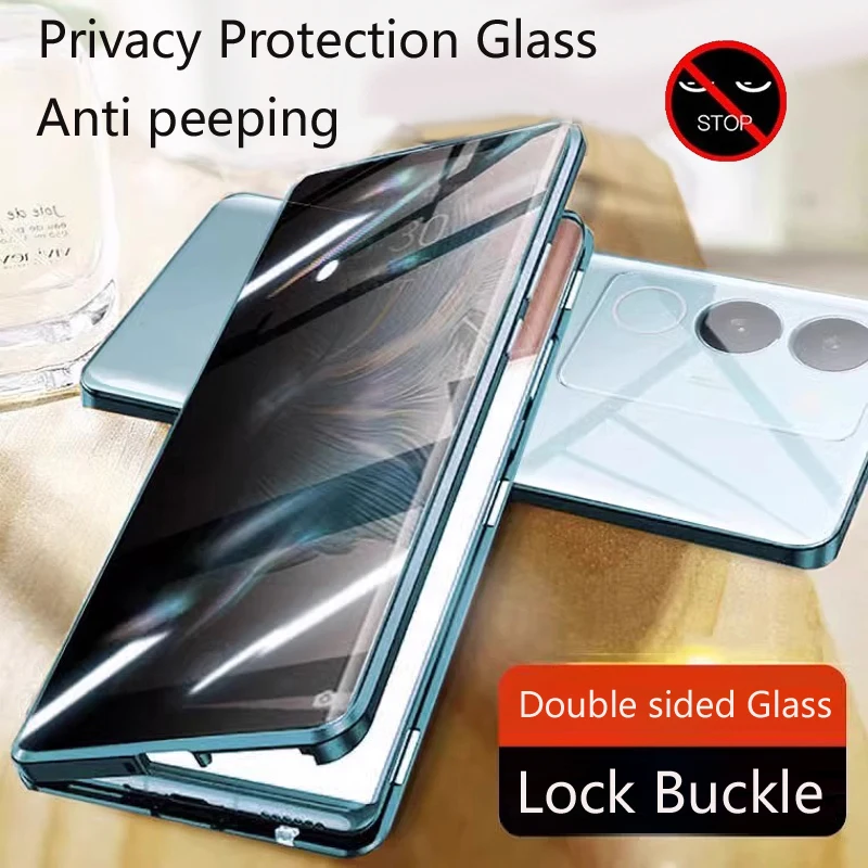 

Anti Peep Privacy Tempered Glass Magnetic Metal Cases For Poco F7 F6 X6 X7 F8 Ultra M8 F5 X8 Pro Max Protection Cover Phone Case