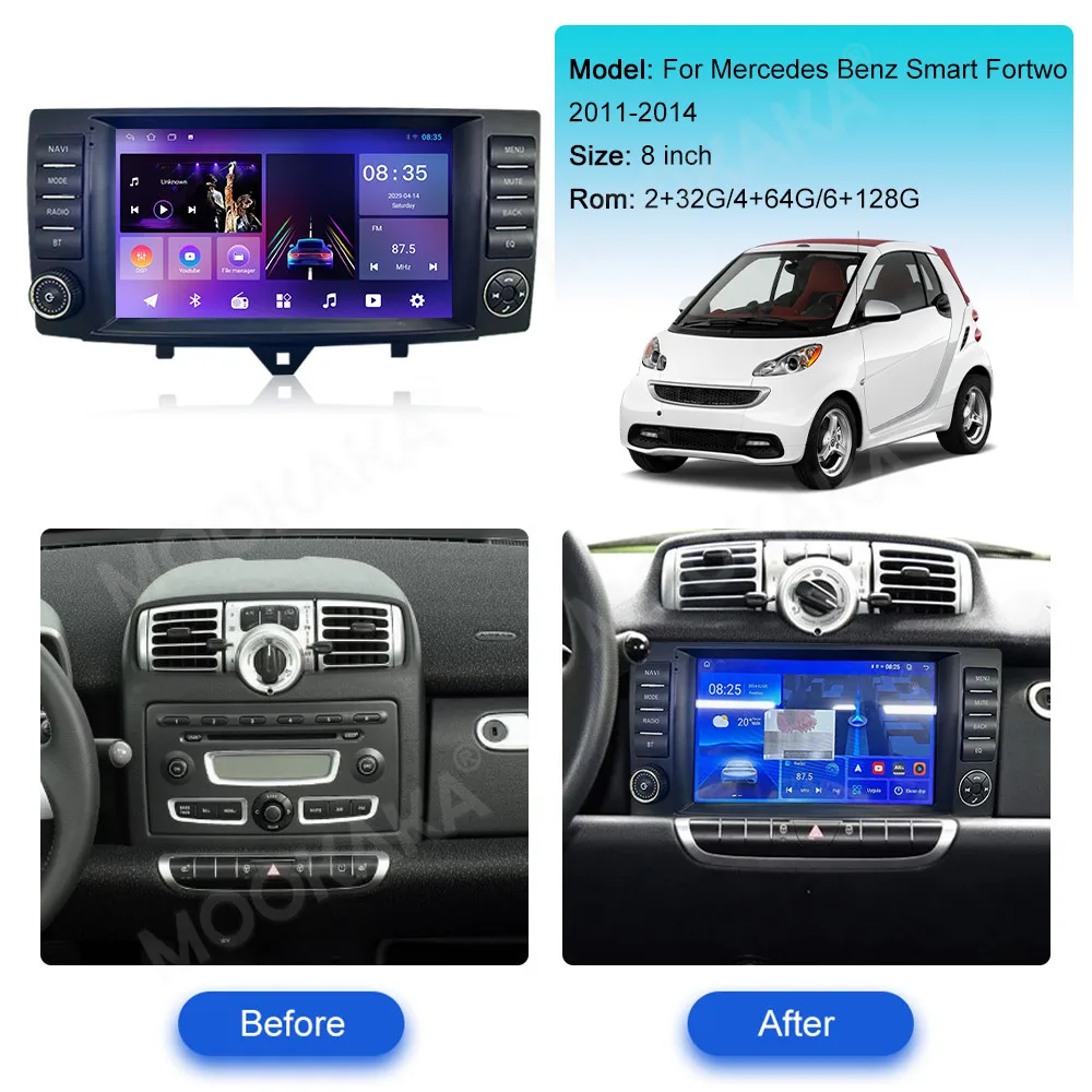 Car Accessories Radio For Benz Smart Fortwo 2011-2014 Android Auto GPS Navigation Multimedia Stereo Receiver Head Unit Offline