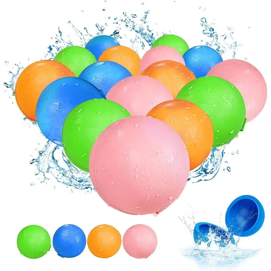 Palloncini d'acqua riutilizzabili da 16 pezzi - Palline d'acqua a riempimento rapido Giocattoli per bambini di età compresa tra 4-8 - Palloncino d'acqua autosigillante magnetico ricaricabile